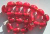 20 12x8mm Red Silver Foil Oval